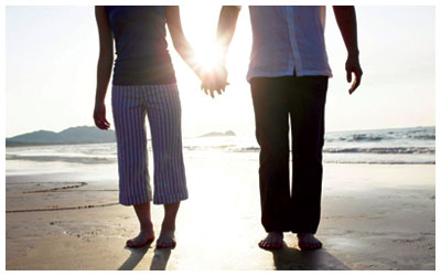 Romantic walks on the beach
